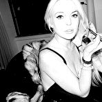 Pic of Lindsay Lohan cleavage and areola slip b-&-w photoshoot