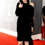 Pic of Pauley Perrette posing in black dress at Grammy Awards