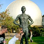 Pic of Berlin Public Bangers - German Slut Flashing Near Naked Statue