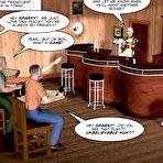 Pic of 3D gay comics about hot secret of Sparky the barman, his young twink worker and stud dude