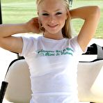 Pic of Skye Model is at the golf course showing off her tight teen ass in white booty shorts