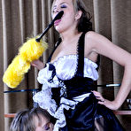 Pic of Strapon-armed lez miss backdoor fucks her stockinged French maid