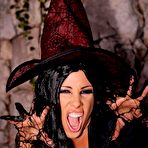 Pic of nasty witch Sandy shoves her long hard broom in her deep cunt @ ClubSandy