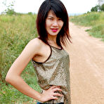 Pic of Hung ladyboy Gold exposing her lean body outdoors