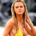 Pic of Brooklyn Decker shows deep cleavage in yellow bikini on the beach