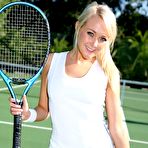 Pic of Lucy Anne sexy tennis player strips for Only Tease