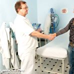 Pic of Gyno woman doctor examines Katie with gyno tools