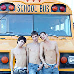 Pic of We get Kyler Moss, Nathan Stratus, and Timo Garrett on the Boycrush Bus and then move them inside our studio for some intense hardcore action gay mature young twink
