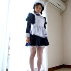 Pic of Kaori Ishii Asian in house keeper uniform shows pussy in panty