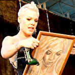 Pic of Pink sexy performing live at Tuborg Greenfest, shows cleavage
