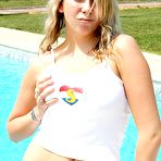 Pic of Clubseventeen Busty teen toying her pussy near a pool