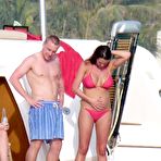 Pic of Pregnant Danielle Lloyd in red bikini on the yacht in Dubai