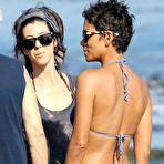 Pic of Halle Berry wearing a bikini top at a Malibu beach