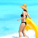 Pic of Heidi Klum wearing black bikini at a beach