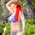 Pic of Jodie Marsh in blue bikini at Barbados