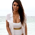 Pic of Kim Kardashian in white bikini on the beach