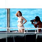 Pic of Lily Cole topless on a yacht in St. Barts
