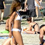 Pic of Monica Cruz in white bikini on the beach