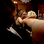 Pic of Public Disgrace - Blonde with small tits served to public in group sex dinner and interracial sex with dp fucking