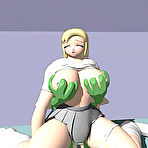 Pic of Bondanime.com - 3D Blondie hentai girl rides green monster huge cock 