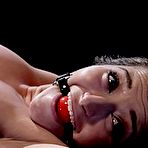 Pic of SexPreviews - Dani Daniels sexy porn diva is bound in metal with ballgag vibrated to orgasm