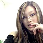 Pic of Cute asian girl with glasses shows her perky boobs 