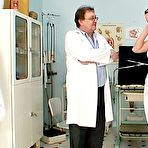 Pic of Freaky gyno female doctor checking Zaneta cooter with his finger and gyno tools