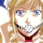Pic of Chained hentai with a muzzle gets groupfucked and bukkake facial
