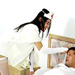Pic of Kinky tranny in medical outfits penetrates her male patient