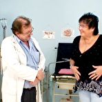 Pic of Old busty lady squirts white liquid out of her pussy during gyno exam