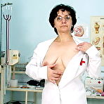 Pic of Midle aged head nurse Miriam getting weird with a dildo