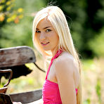 Pic of Diana Fox - Attractive blonde vixen Diana Fox strips her pink dress outdoors and shows off.