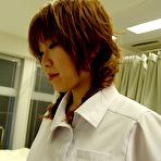 Pic of Brown-haired nurse Erika Aizawa showing asian charm