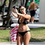 Pic of Imogen Thomas in black bikini on the beach in Miami