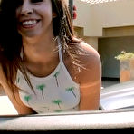 Pic of Cute brunette teen sucks cock in her car