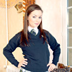 Pic of Pretty Jana Mrzkov in college uniform and tights