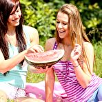 Pic of Two licentious chicks Morgan Blanchette and Alexis Crystal are naked playing hotly at picnic