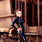 Pic of Latex Catsuit at Rail Station