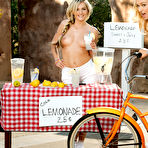 Pic of Busty blonde Natasha Starr stops to visit topples teen Natalia Starr at her lemonade stand.
