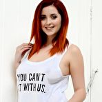 Pic of Smiling beauty Lucy Vixen is shaking her awesome big melons before camera