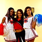 Pic of Black cheerleaders Skin Diamond, Leilani Leeane and Ana Foxxx suck and fuck one pecker