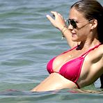 Pic of Bar Refaeli deep cleavage in red bikini in Mexico