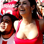Pic of Larissa Riquelme nipple slip and deep cleavage at World Cup championship