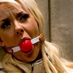 Pic of Ball gagged blonde Courtney Taylor gets spanked, fisted and dildo fucked by Bobbi Starr