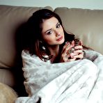 Pic of Brunette beauty winds down with her favorite tea and some masturbation action