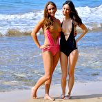 Pic of Seducing lesbians Aubrey FTV and Mary are willing to lose off their bikinis at the sea