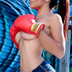 Pic of Raven Redmond is a busty girl in boxing gloves at PinkWorld Blog