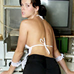 Pic of Jennifer Dark strips out of her maid uniform and touches her pussy in the kitchen