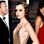 Pic of Lily Collins sideboob at 2016 Vanity Fair Oscar Party