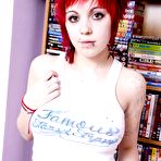 Pic of Biog titted inked redhead sweetie Danie Chaos shows off her sexy pierced nipples